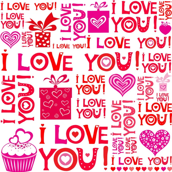 Seni Seviyorum Sevgililer Günü Nün Kusursuz Kalp Izleri Vektör Llüstrasyonu — Stok Vektör