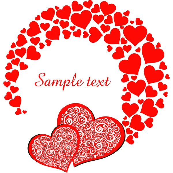 Tarjeta San Valentín Con Dos Corazones Fondo Celebración Con Corazón — Vector de stock