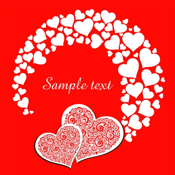 Cartão Dia Dos Namorados Com Dois Corações Fundo Celebração Com — Vetor de Stock