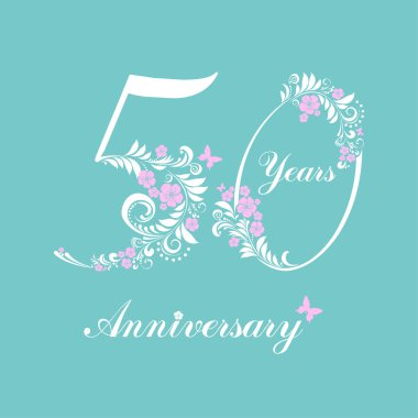 50. Yıl dönümü. Doğum günün kutlu olsun. 10 numara ile kutlama arkaplanı ve mesajınız için yer. resimleme