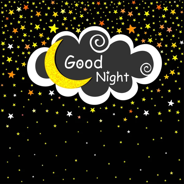 Good Night Card Stars Clouds Vector Illustration — Stock Vector