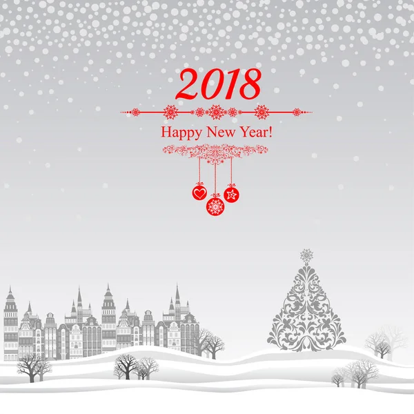Bonne Année 2018 Carte Vœux Illustration Vectorielle — Image vectorielle