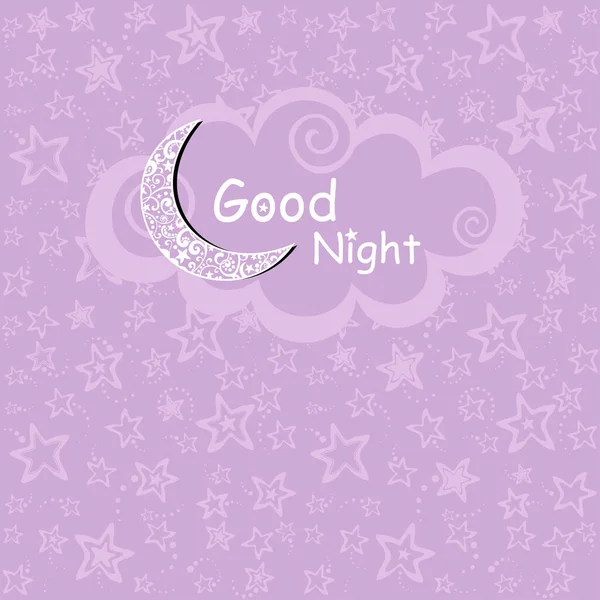 Good Night Card Moon Stars Vector Illustration — Stock vektor