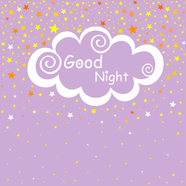 Boa Noite Cartão Com Nuvens Estrelas Ilustração Vetorial —  Vetores de Stock