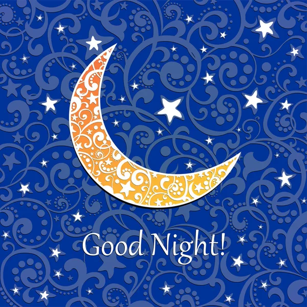 Carte Bonne Nuit Avec Lune Étoiles Illustration Vectorielle — Image vectorielle