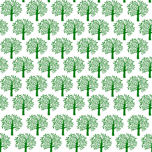 Pola Mulus Dengan Pohon Gambar Vektor - Stok Vektor