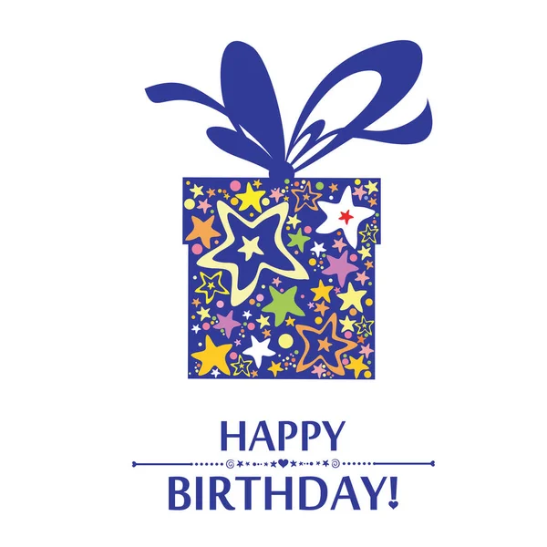 Feliz Cartão Aniversário Com Caixa Presente Ilustração Vetorial — Vetor de Stock