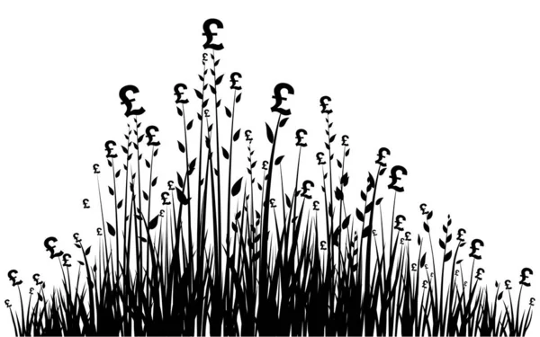 Financiële Groei Vers Gras Ponden Geïsoleerd Witte Achtergrond Vectorillustratie — Stockvector