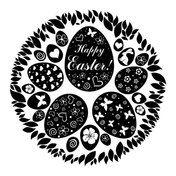 Happy Easter Card Eggs Vector Illustration — Stock Vector