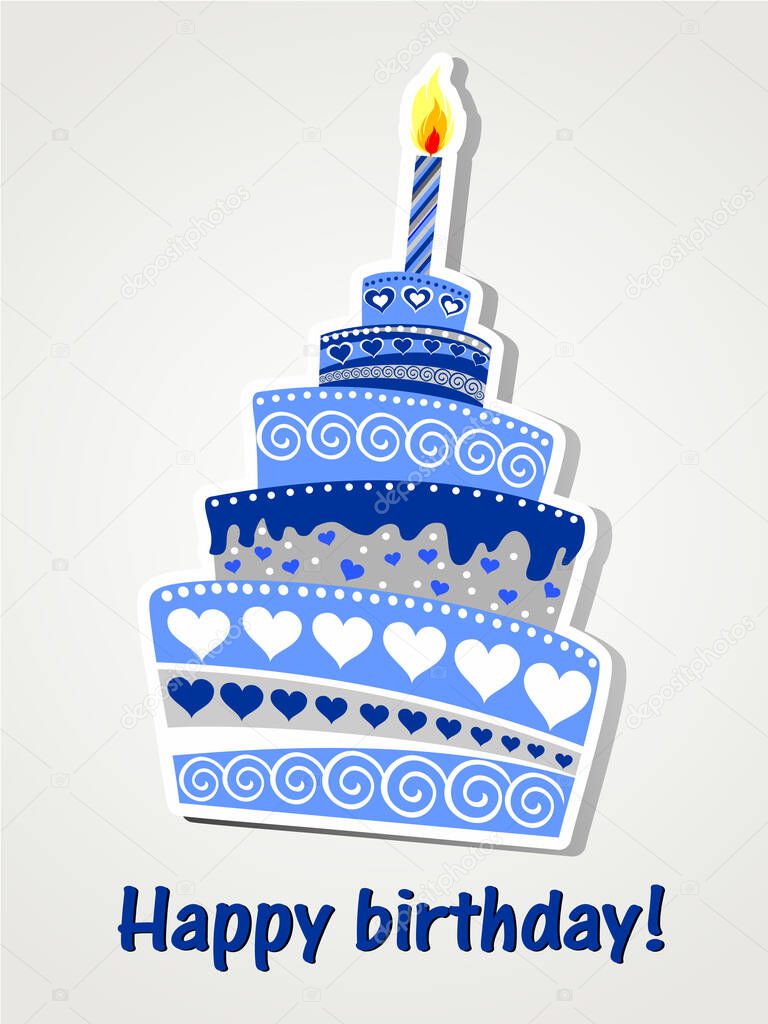 Happy birthday cake with candles. Vector Illustration 