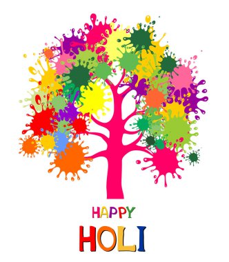 Indian festival Happy Holi celebrations with colors splash. illustration background