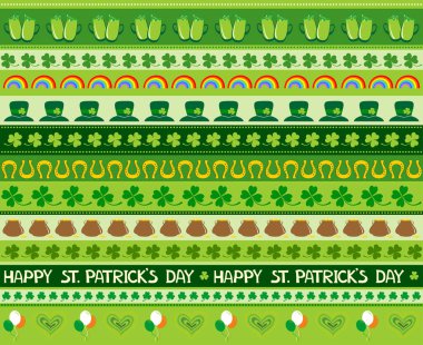 St. Patrick's day background in green colors. Pattern background with three - leaved shamrocks. St. Patrick's day holiday symbol. Irish symbols of the holiday. 17 march. illustration.