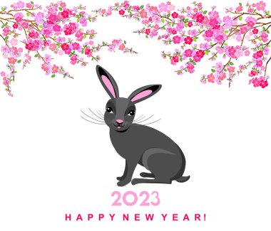 Happy Chinese New Year 2023 year of the black rabbit. 