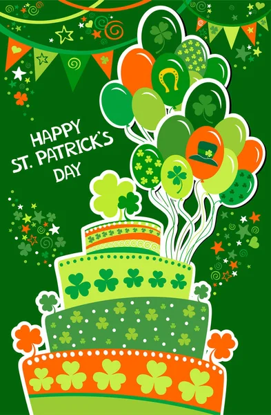 Cake Clover Cakepick Green Background Patrick Day Food Concept Modern — стоковий вектор