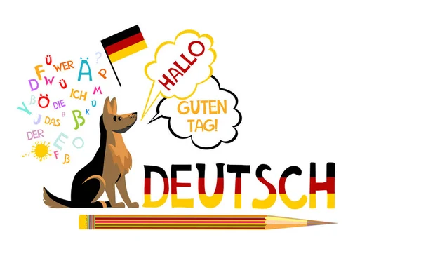 Deutsch Translation German Learning German Training Concept Online Education Concept — Stockvektor