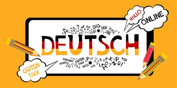 Deutsch Translation German Learning German Training Concept Online Education Concept — Stockvektor