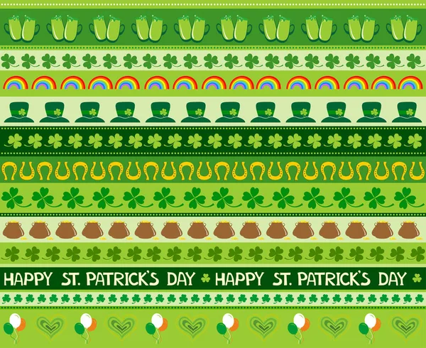 Patrick Day Background Green Colors Pattern Background Three Leaved Shamrocks — Image vectorielle