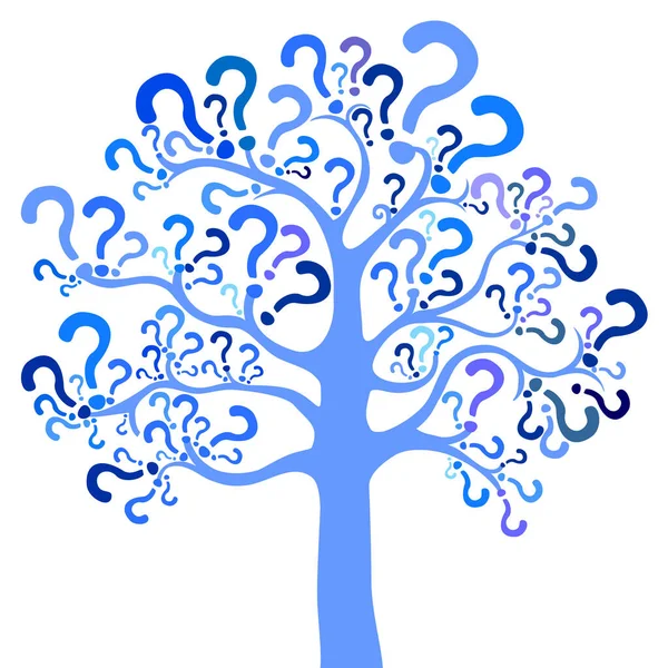 Tree Questions Isolated Black Background Illustration — Stock Vector