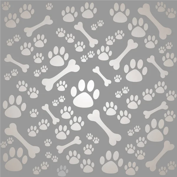 Background Dog Paw Print Bone Vector Illustration — Stock Vector