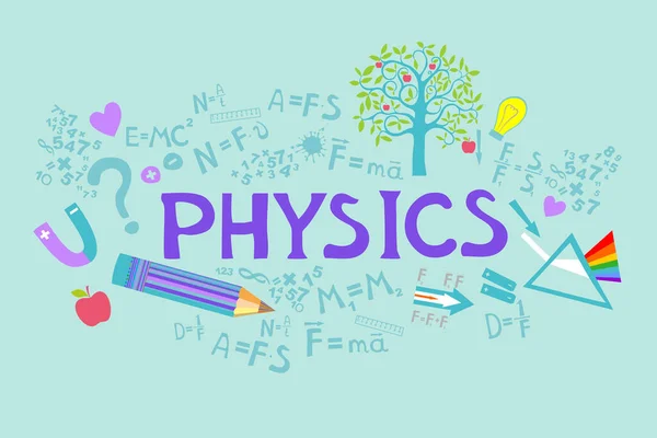 Physics Science Background Higher Education Studying Online Concept Icons Formulas — Stockvektor