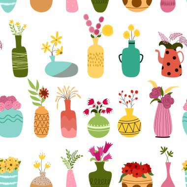 Vazoların ve çiçeklerin kusursuz deseni