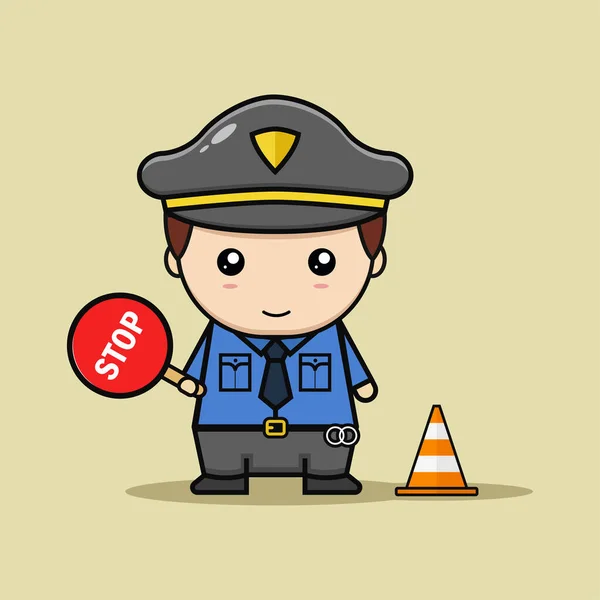 Kleine Politie Cartoon Vector Graphics — Stockvector