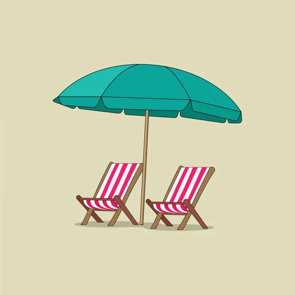 Plaj Şemsiyesi Sandalye Vektör Grafikleri — Stok Vektör