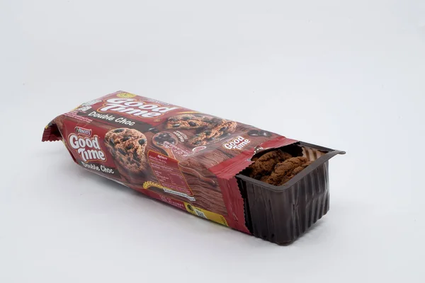 Gute Zeit Doppelte Schokolade Snack Foto Mit Weißem Hintergrund — Stockfoto