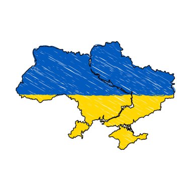 Ukraine map with chalk effect vector graphics