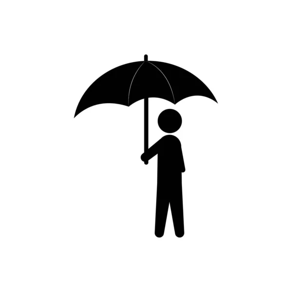 Icon Man Holding Umbrella — Stok Vektör