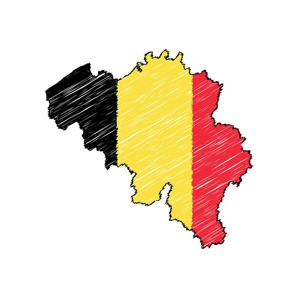 Belgium Map Chalk Effect Vector Graphics — Image vectorielle