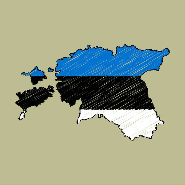 Estonia Map Chalk Effect Vector Graphics — 스톡 벡터