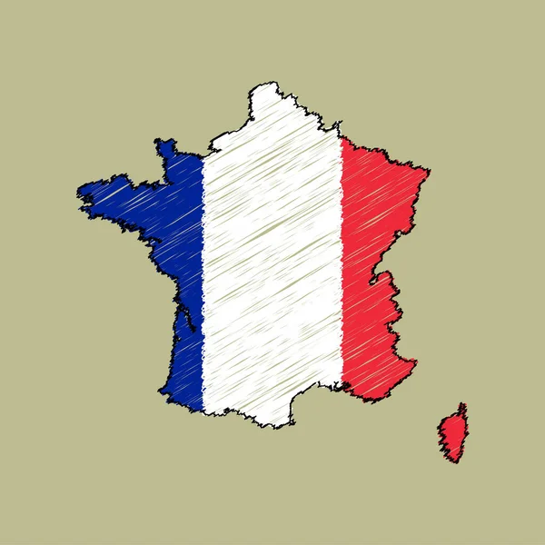 France Map Chalk Effect Vector Graphics — 스톡 벡터