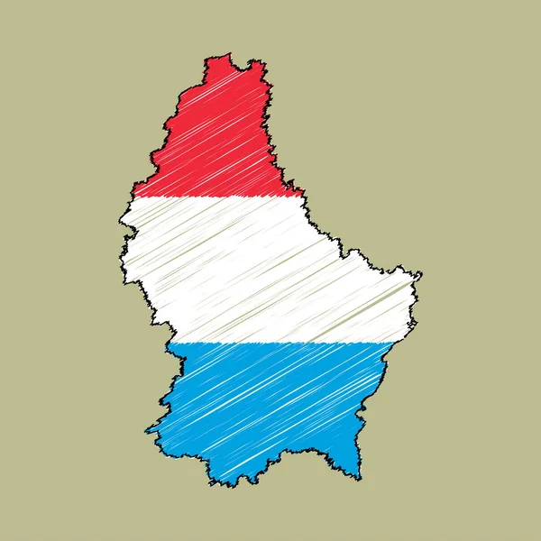 Карта Люксембурга Векторной Графикой Мелового Эффекта — стоковый вектор
