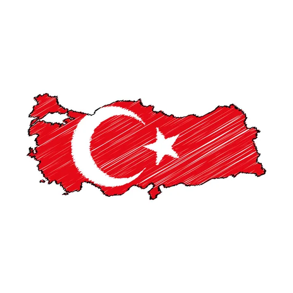 Turkey Map Chalk Effect Vector Graphics — Vetor de Stock