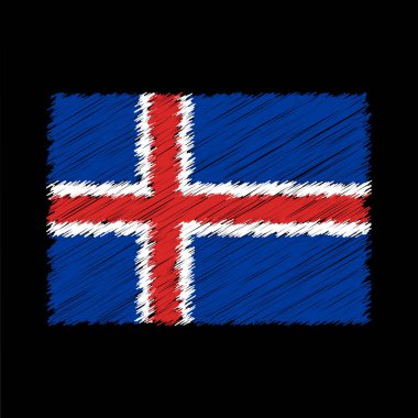 Iceland flag with chalk effect vector graphics