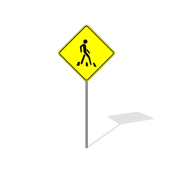 Pedestrian Crossing Road Sign Post Pole Vector Graphics — Stock Vector