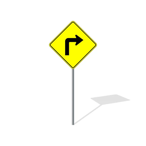 Rechts Abbiegen Straßenschild Auf Post Polvektorgrafik — Stockvektor