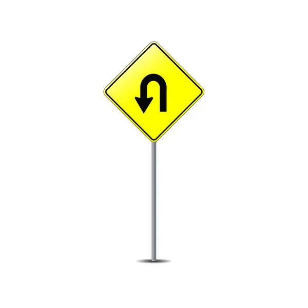 Uターン道路標識上のポールベクトルグラフィックス — ストックベクタ