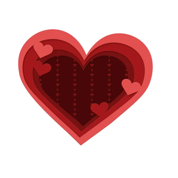 Papier Cięcia Ilustracja Serce Walentynki — Wektor stockowy