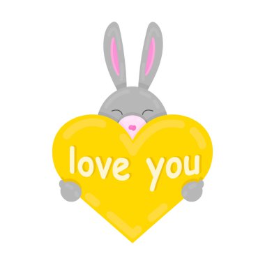 Sevimli küçük tavşancık Sarı kalpli