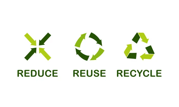 Main Eco Symbols Reduce Reuse Recycle — Stock Vector