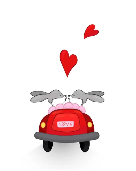 Illustration Vectorielle Carte Cadeau Valentine Heureux Gay Lapin Couple — Image vectorielle