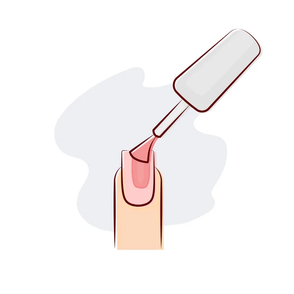 Aplicação de polonês de gel, ícone de manicure, polimento em casa, ilustração vetorial — Vetor de Stock
