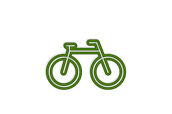 代替エコフレンドリーな交通手段自転車アイコングリーンバイクリニアサイクリンググリーンベクトルイラスト — ストックベクタ