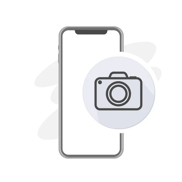 Smartphone Foto Álbum Icono Cámara Fotografía Icono Gris Libro Fotos — Vector de stock