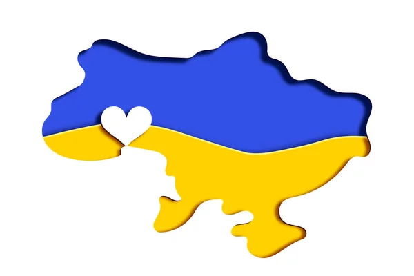 Liebe Ukraine Papier Ausgeschnittene Vektorillustration Nationale Blaue Und Gelbe Flagge — Stockvektor