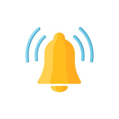 Çalan çan simgesi, bildirim veya zil sesi vektör sembolü, anımsatıcı uyarı işareti