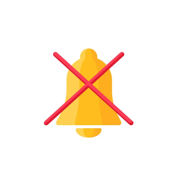 No sound vector icon, quite zone, stop notifications, crossed yellow bell symbol, do not disturb — Stock Vector