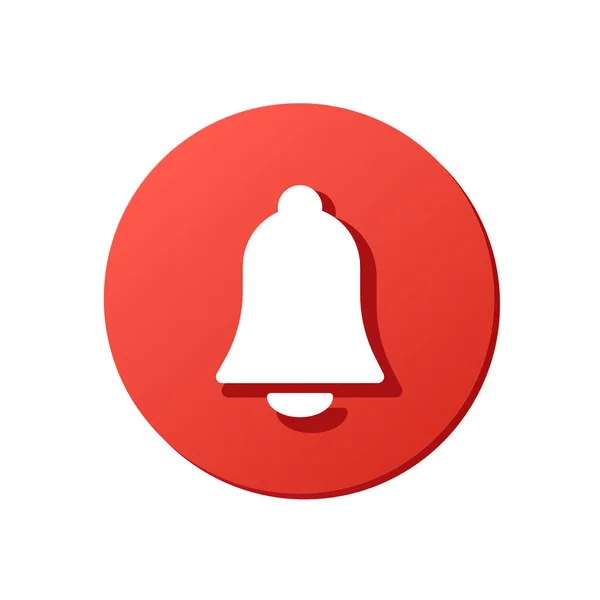 Pulsante rosso con campana bianca, segno di notifica, icona vettoriale — Vettoriale Stock